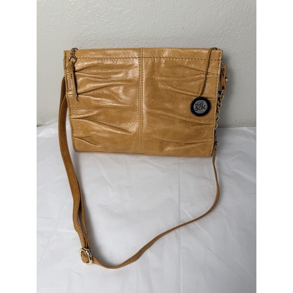 The Sak Genuine Leather Tan Brown Crossbody Shoulder Bag Zip Top Purse 10x7